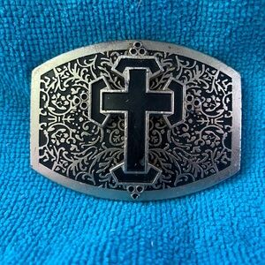 Men's Black Cross Metal Belt Buckle - Unbranded